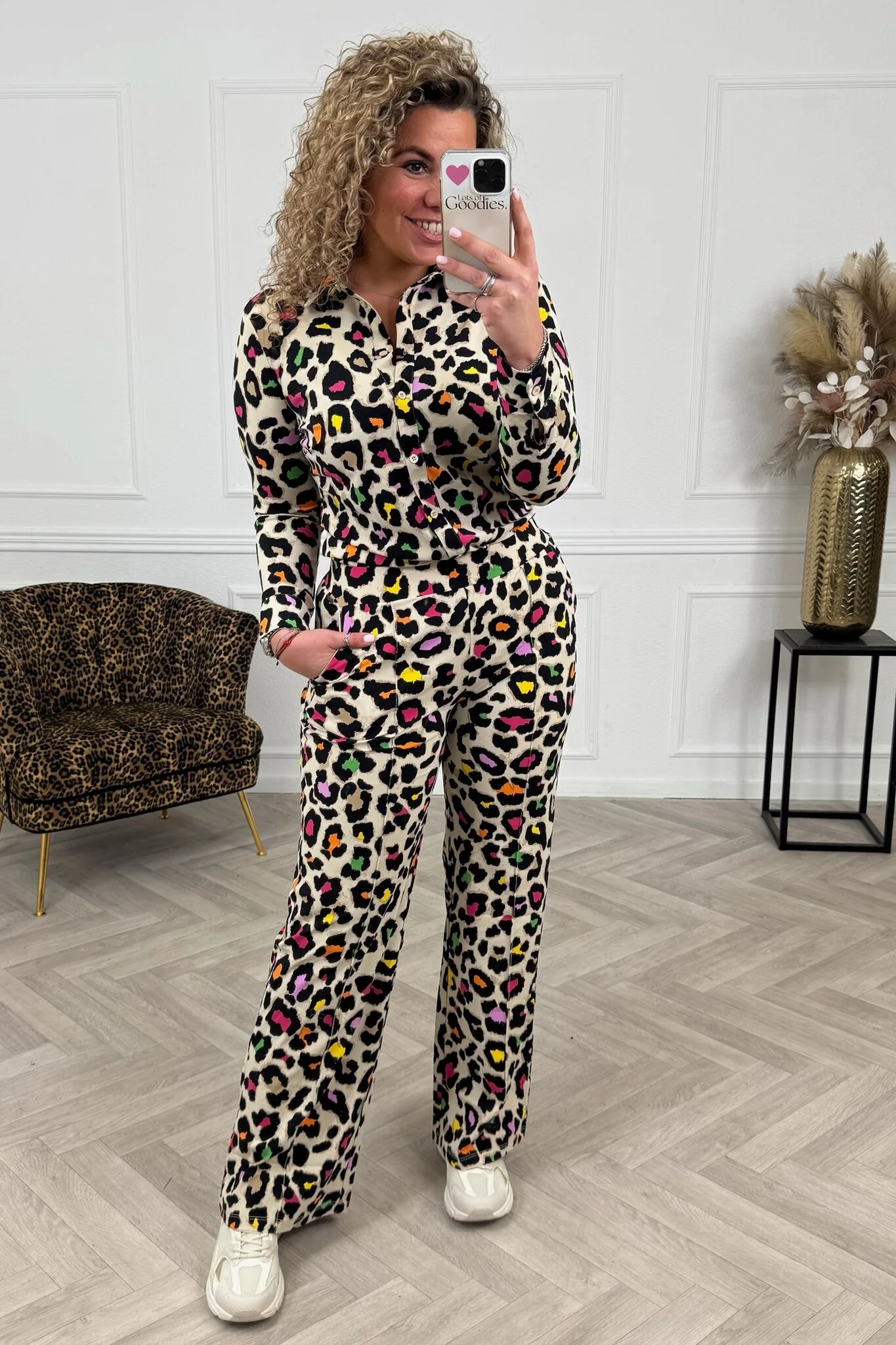 Ambika Colorful Leopard Travel Pants - Beige/Multi - Image 3