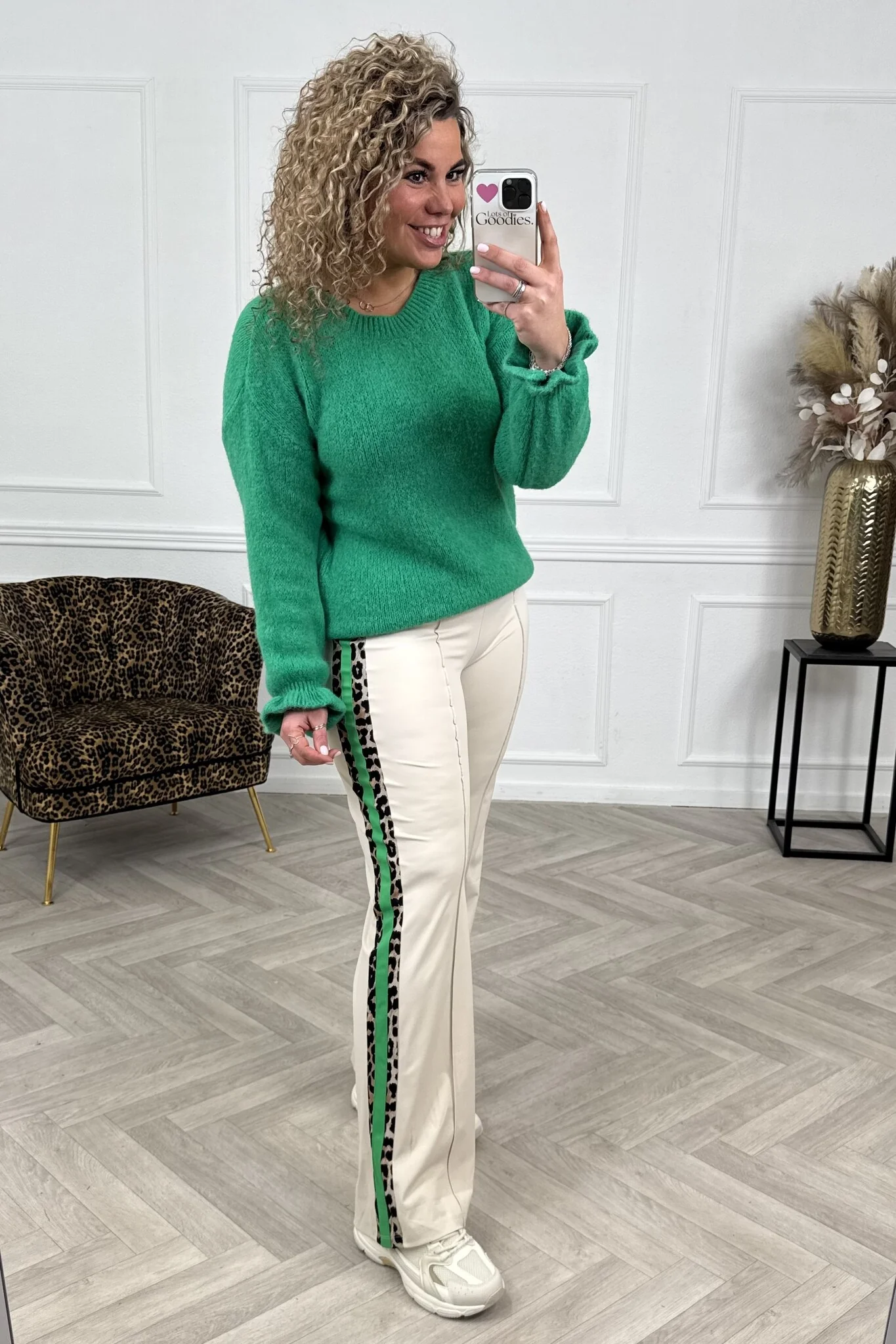 Ambika Leopard Travel Pants - Beige/Green - Image 3