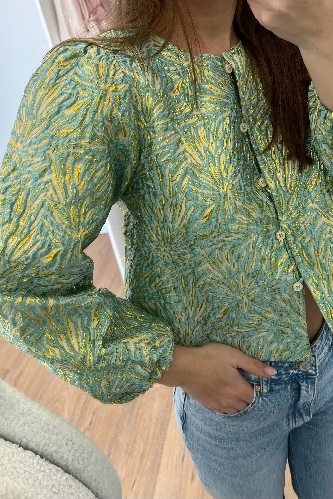Dana Flower Blouse - Green - Image 6