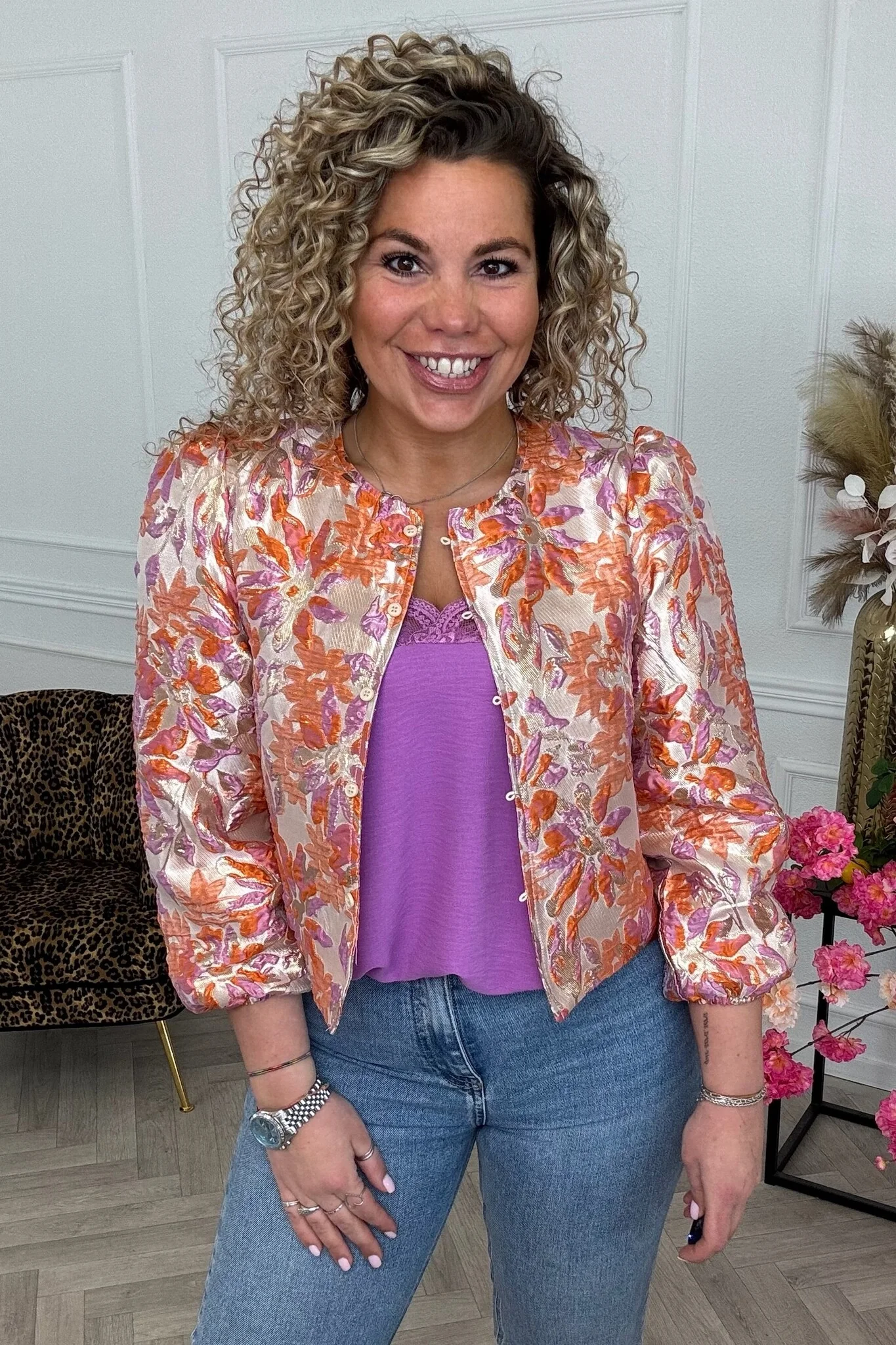 Dana Flower Blouse - Orange - Image 3