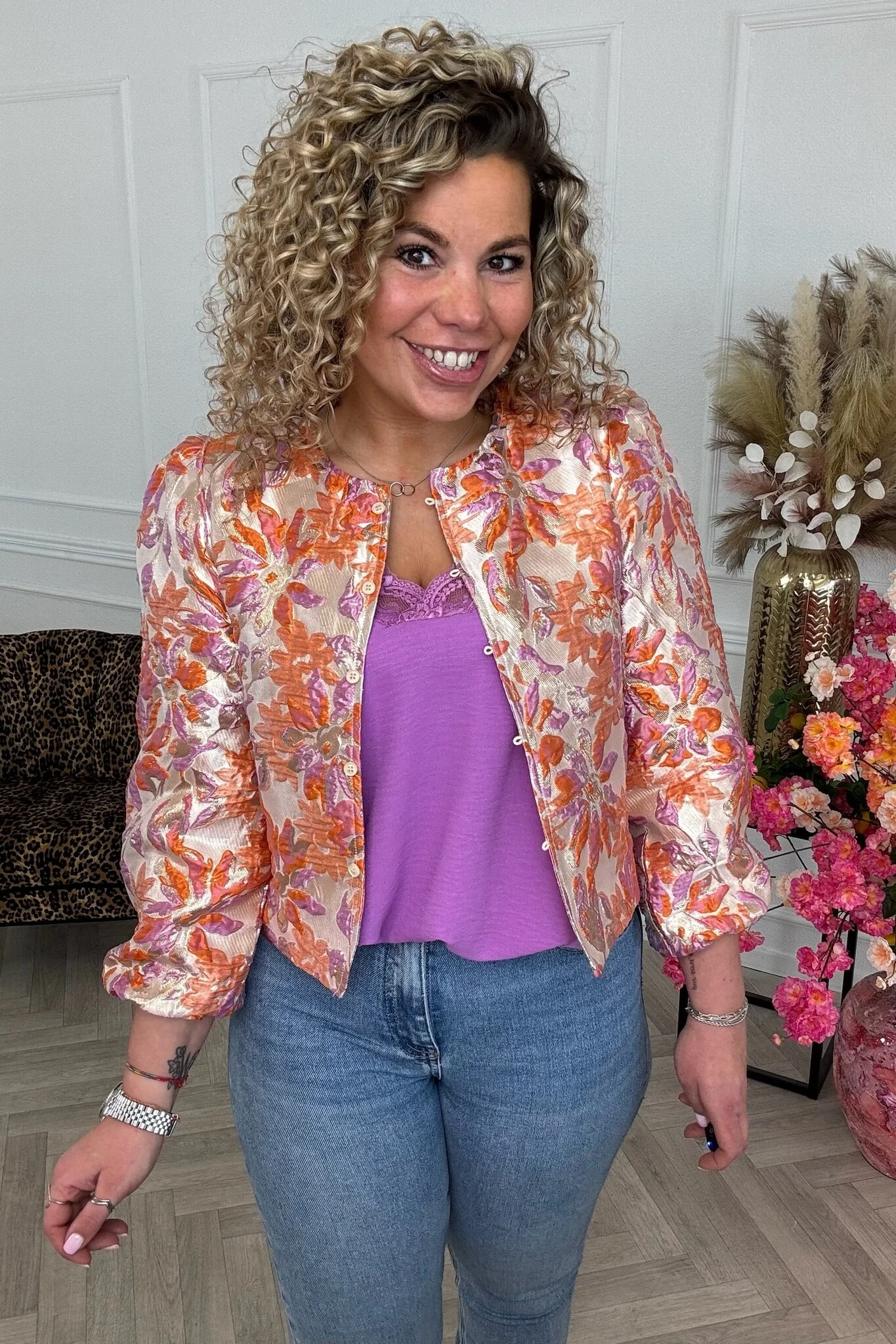 Dana Flower Blouse - Orange - Image 4