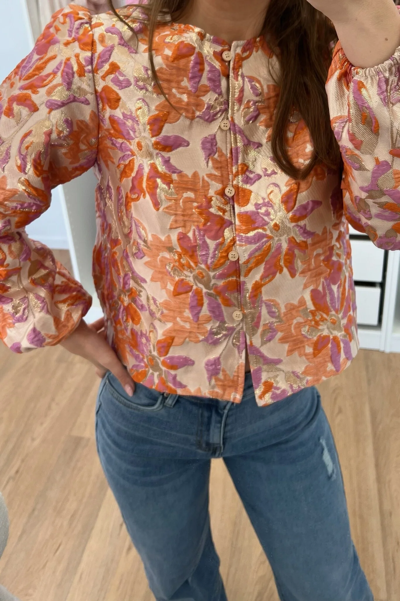 Dana Flower Blouse - Orange - Image 7