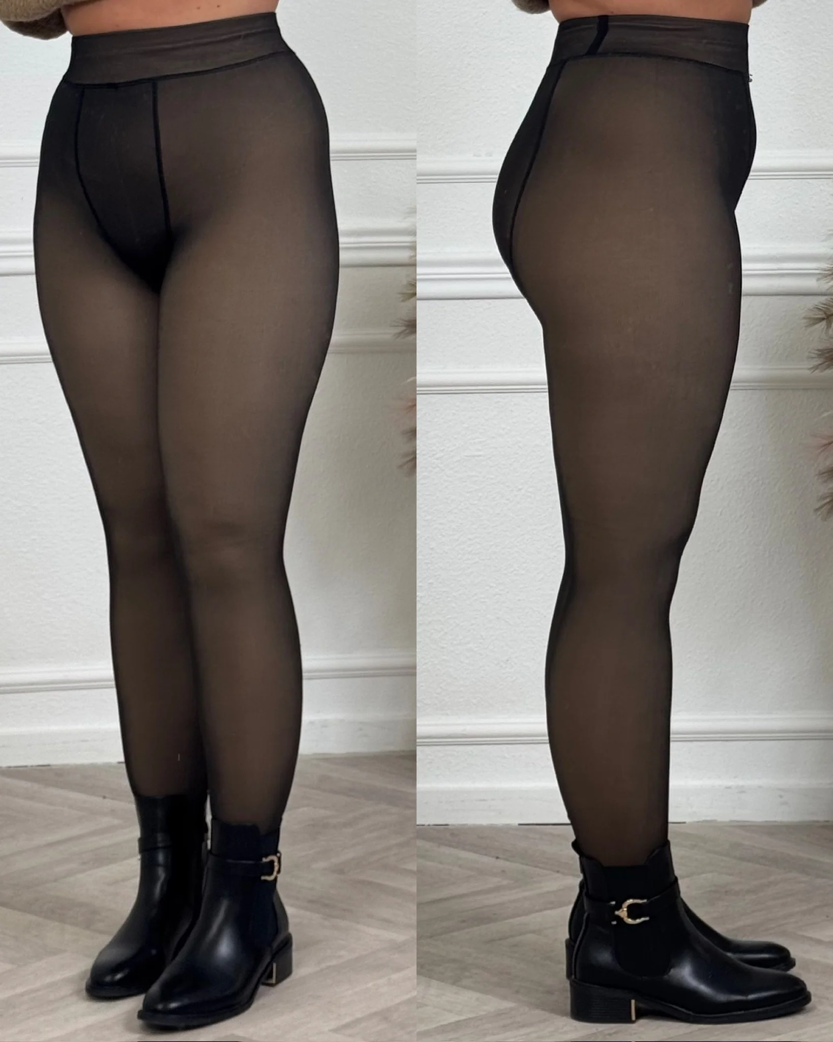 Fake Translucent Fleece Panty - Black - Image 3