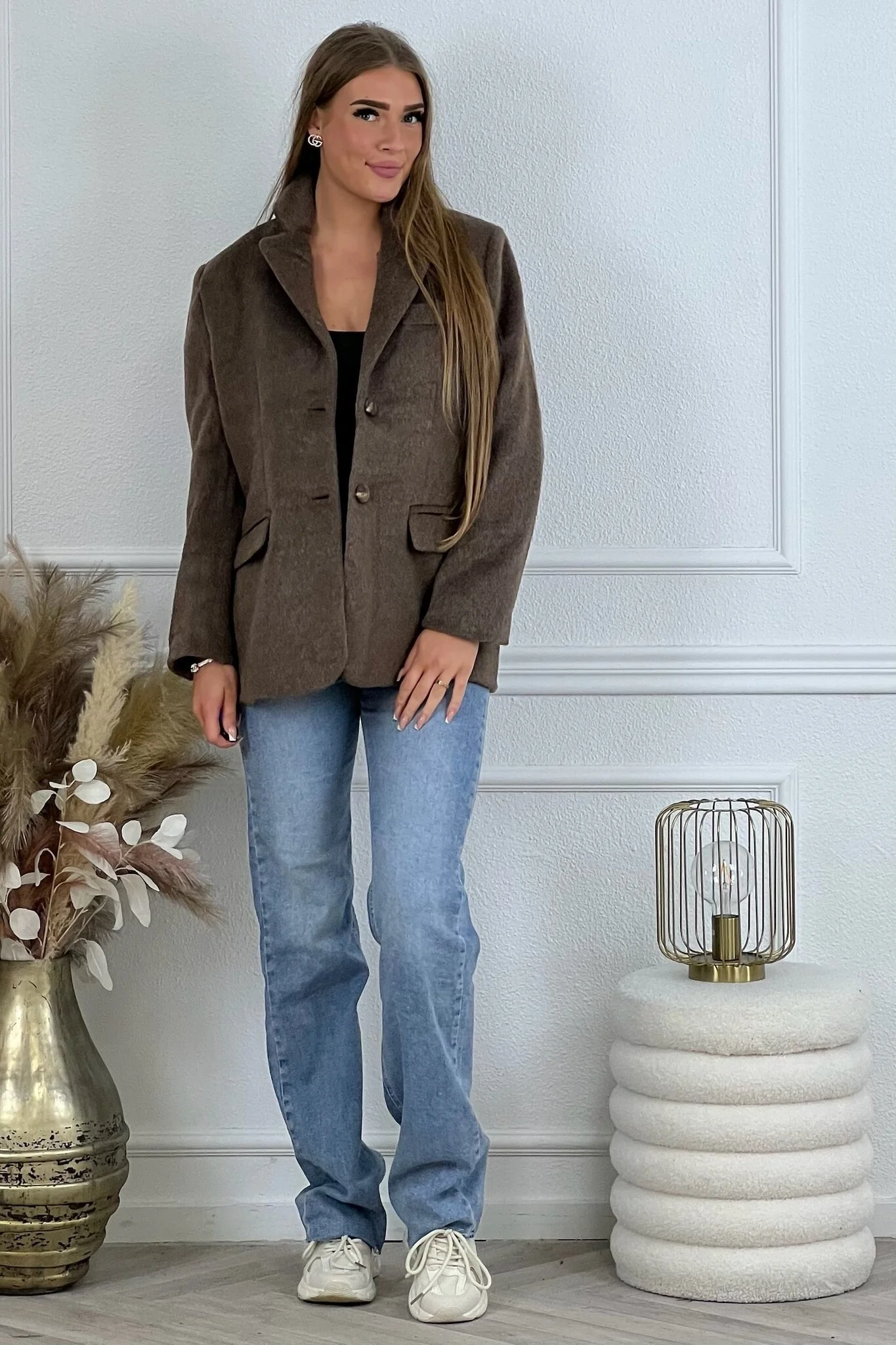 Lara Furry Blazer - Brown - Image 4