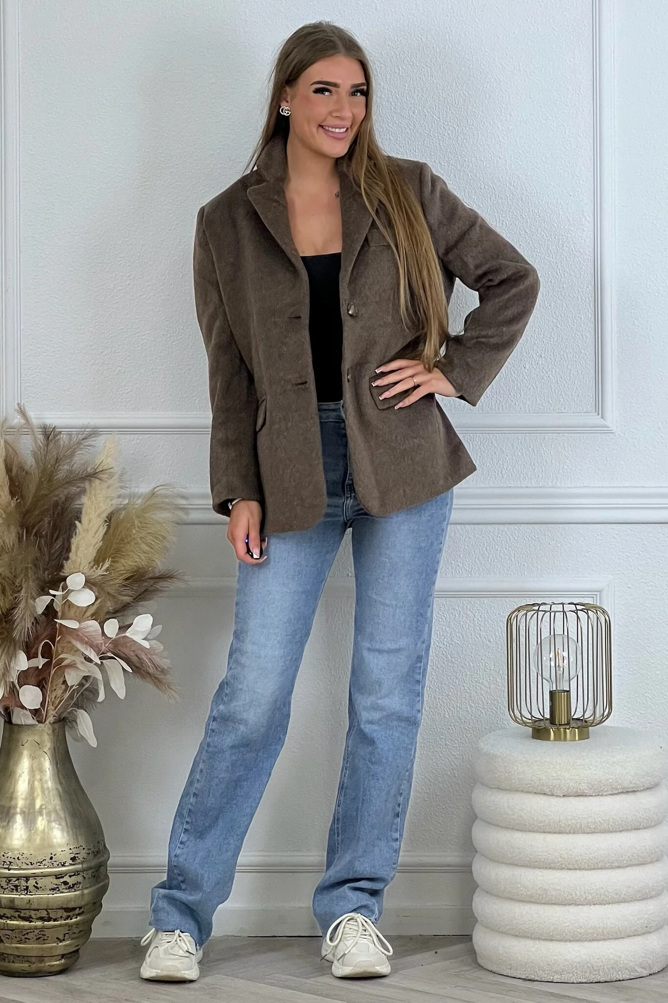 Lara Furry Blazer - Brown - Image 5