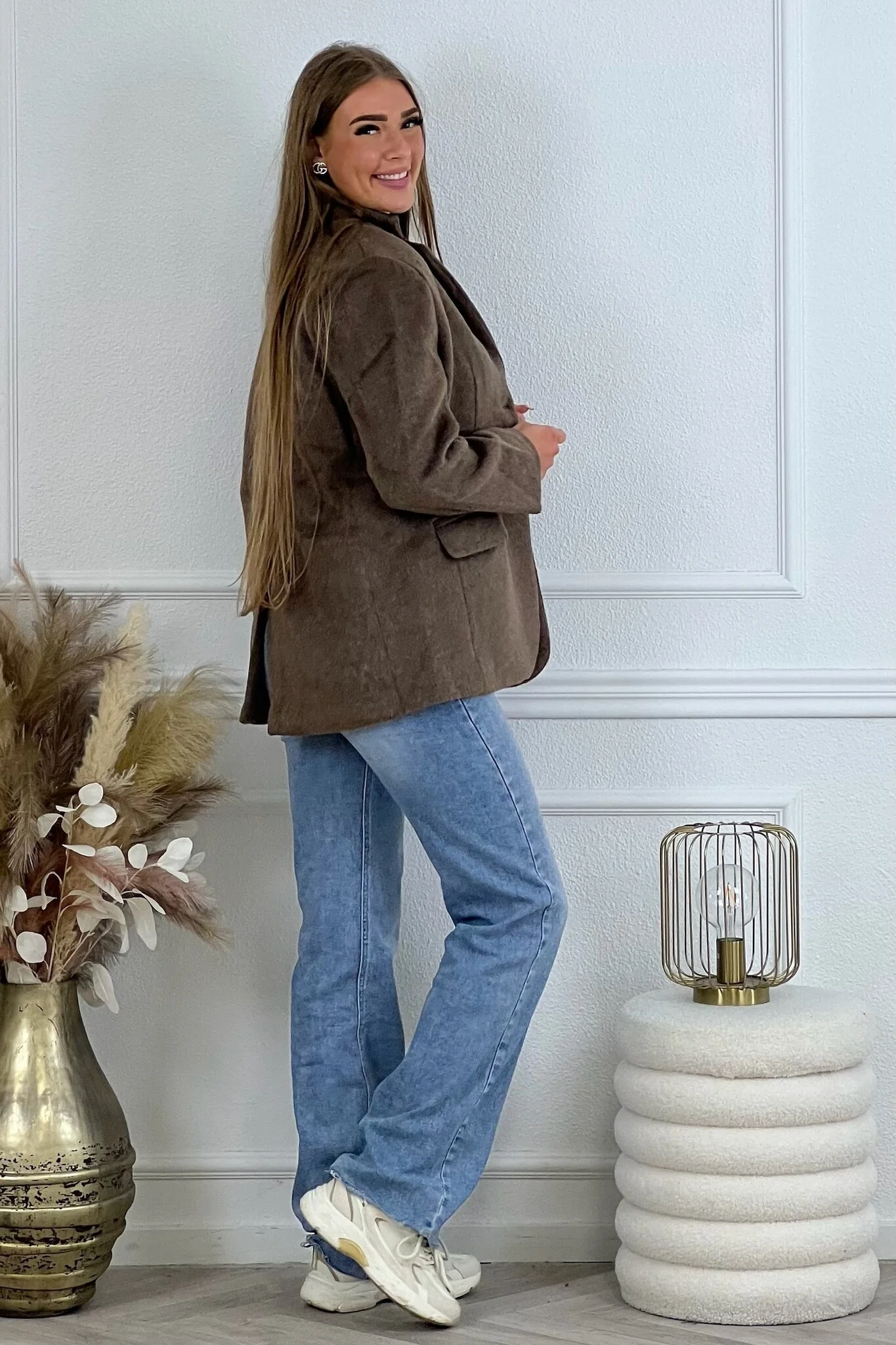 Lara Furry Blazer - Brown - Image 6