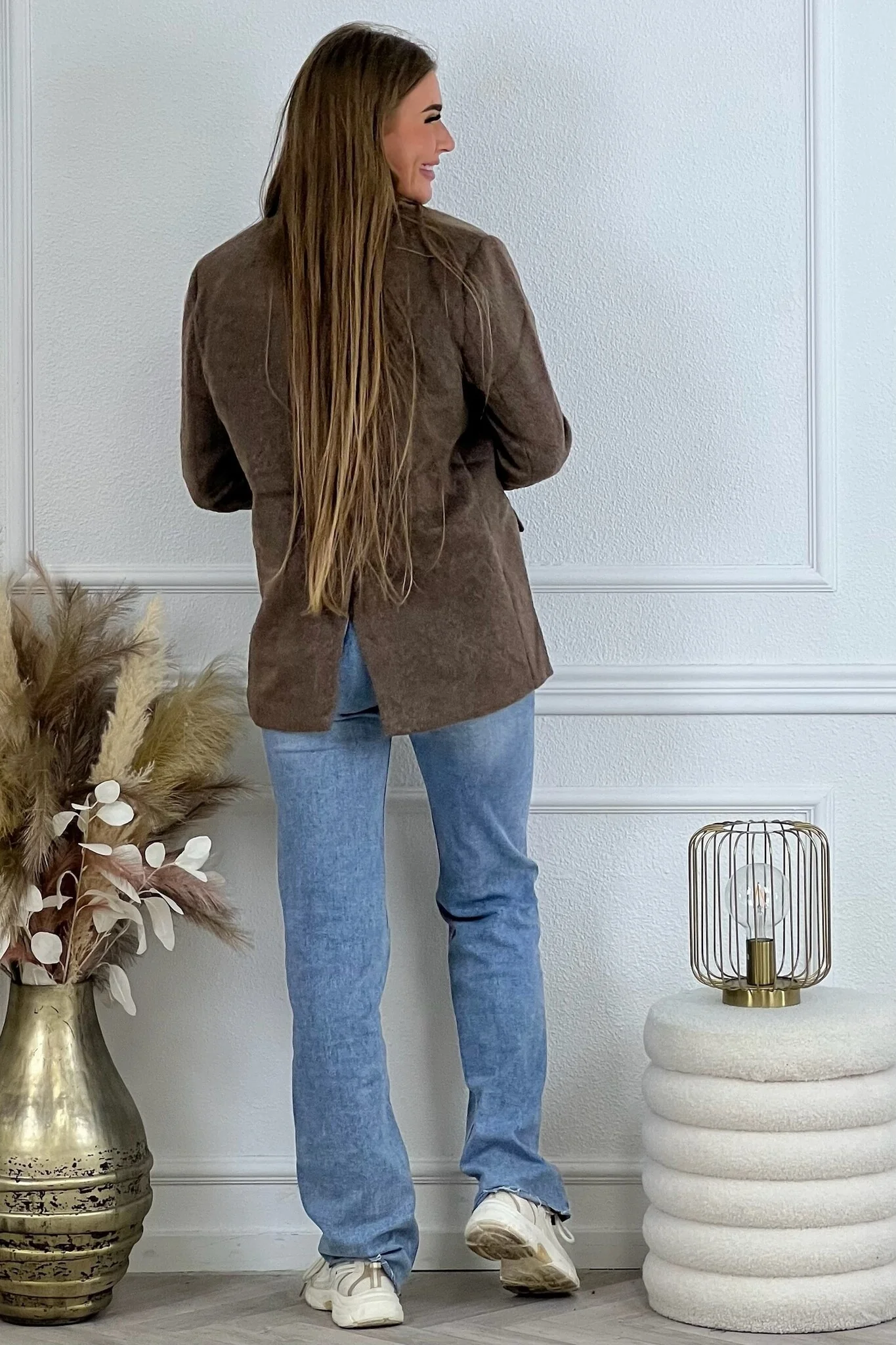 Lara Furry Blazer - Brown - Image 7