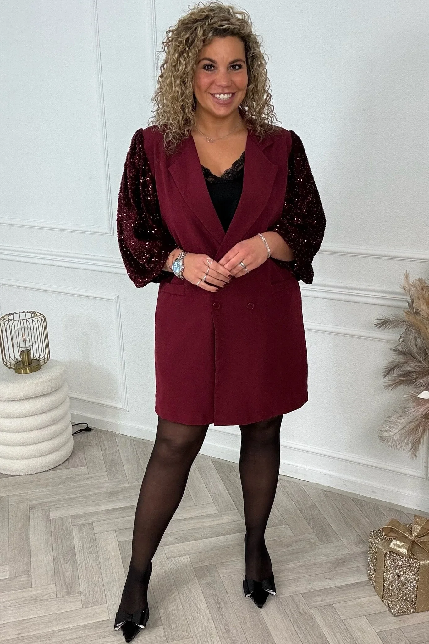 Lexie Blazer Dress - Bordeaux - Image 3