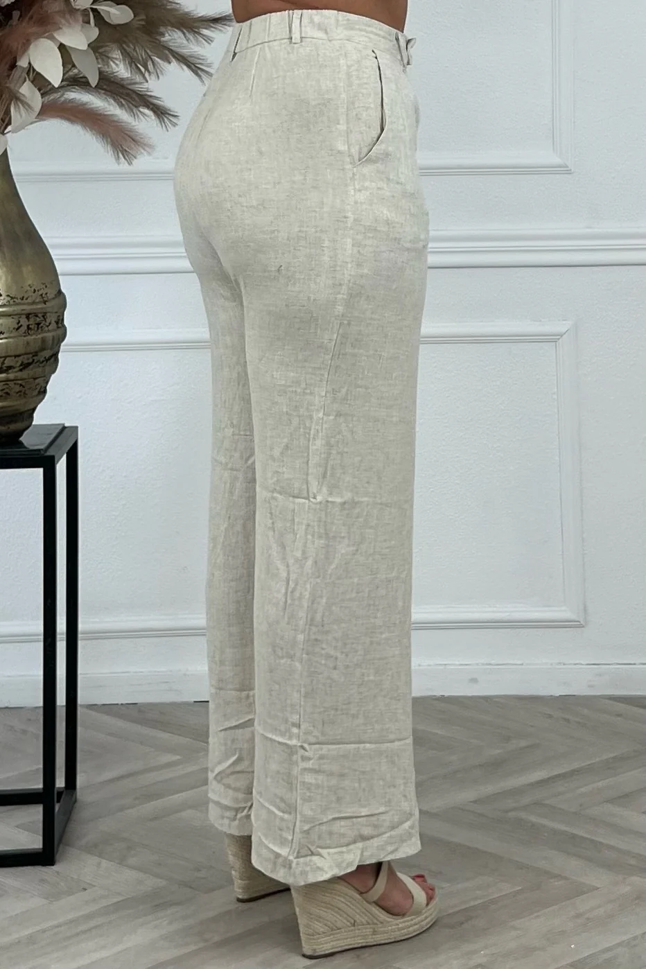 Linen Luna Pants - Beige - Image 3