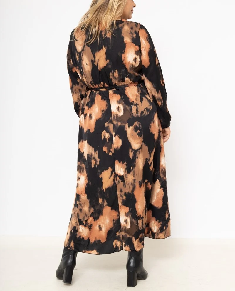 Long Strik Fire Dress - Black/Rusty - Image 6