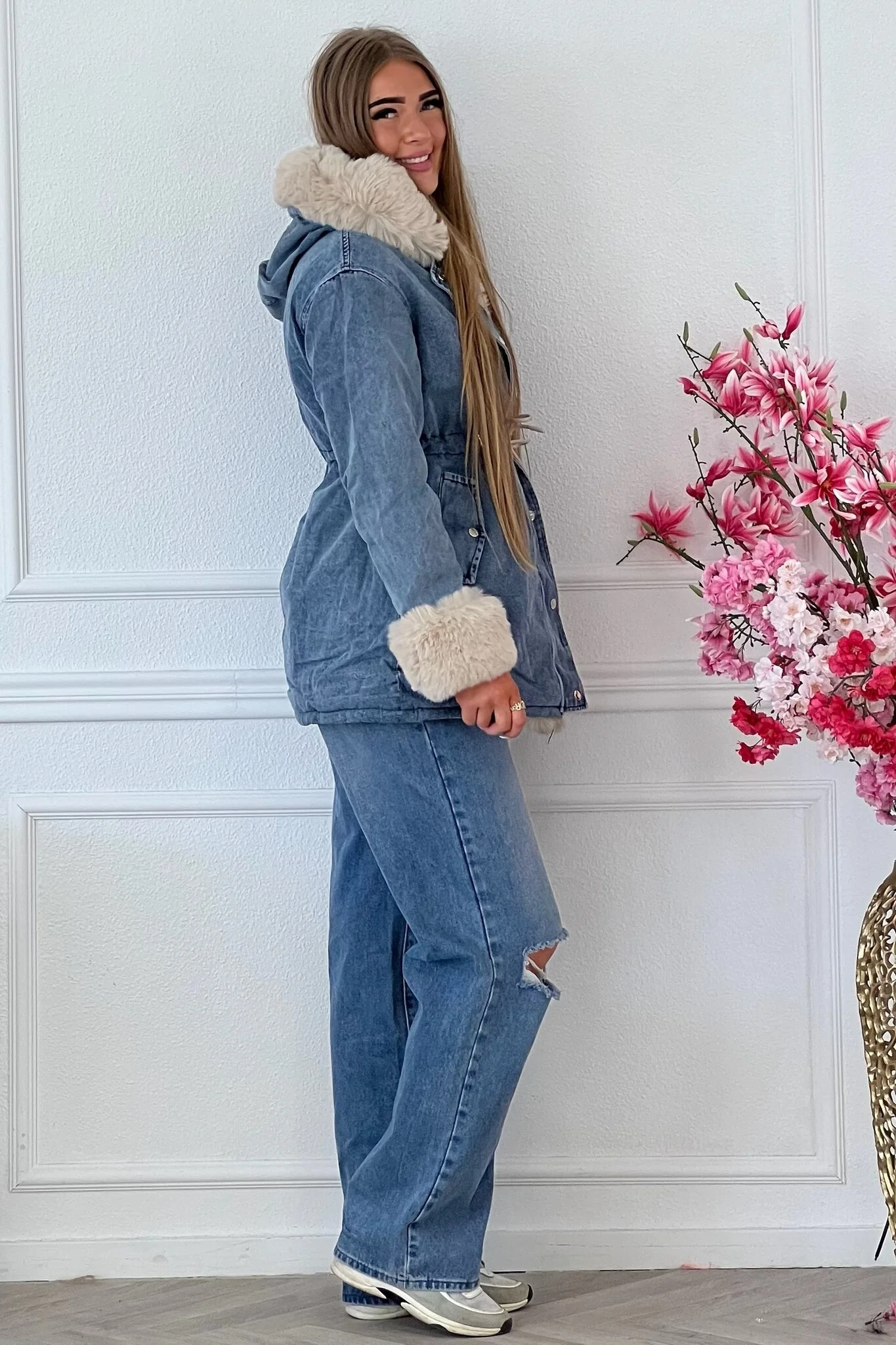 Reversible Winter Coat - Blue/Beige - Image 3