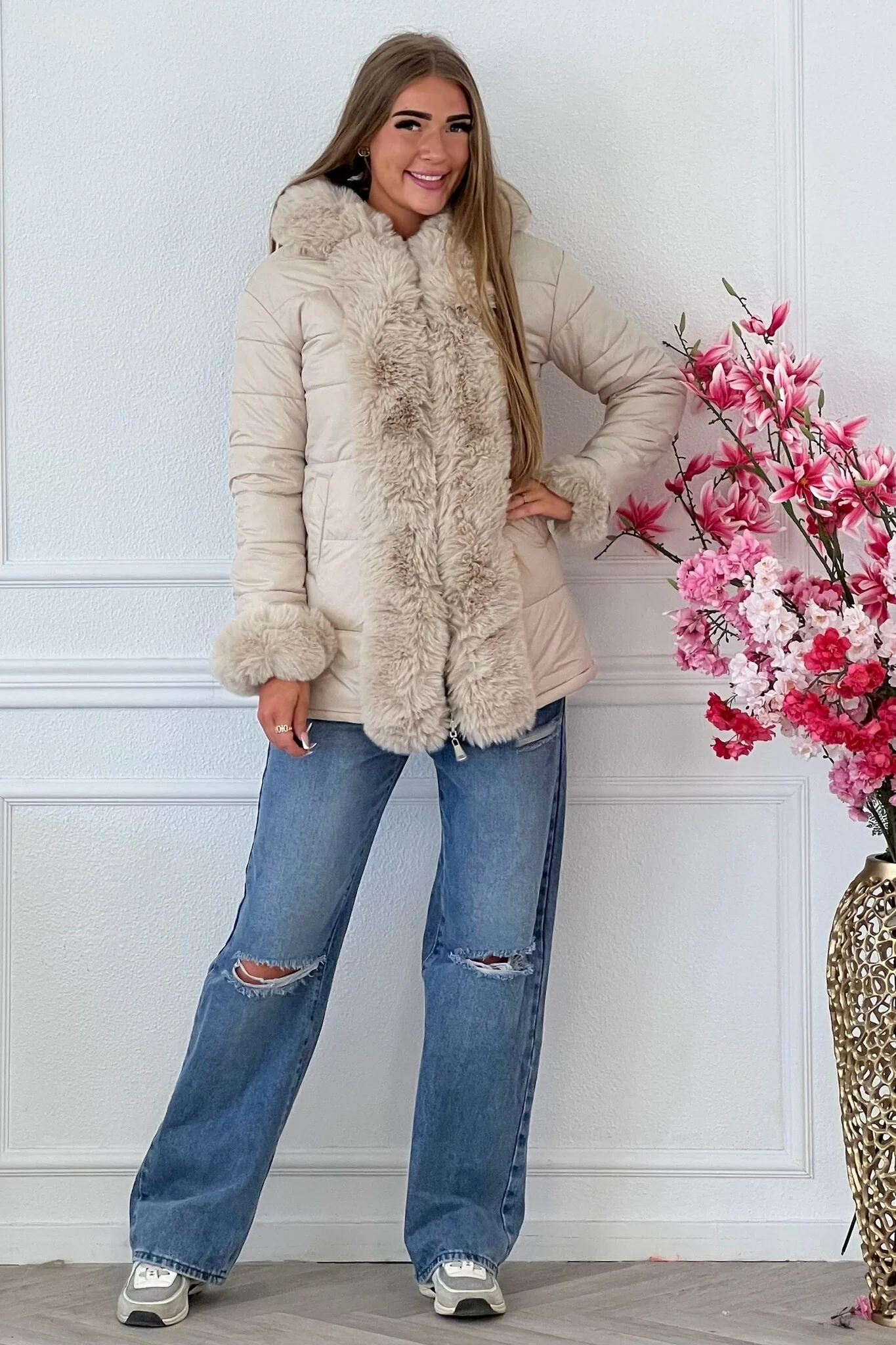 Reversible Winter Coat - Blue/Beige - Image 4