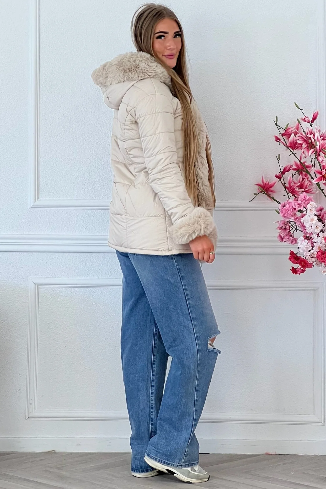 Reversible Winter Coat - Blue/Beige - Image 5