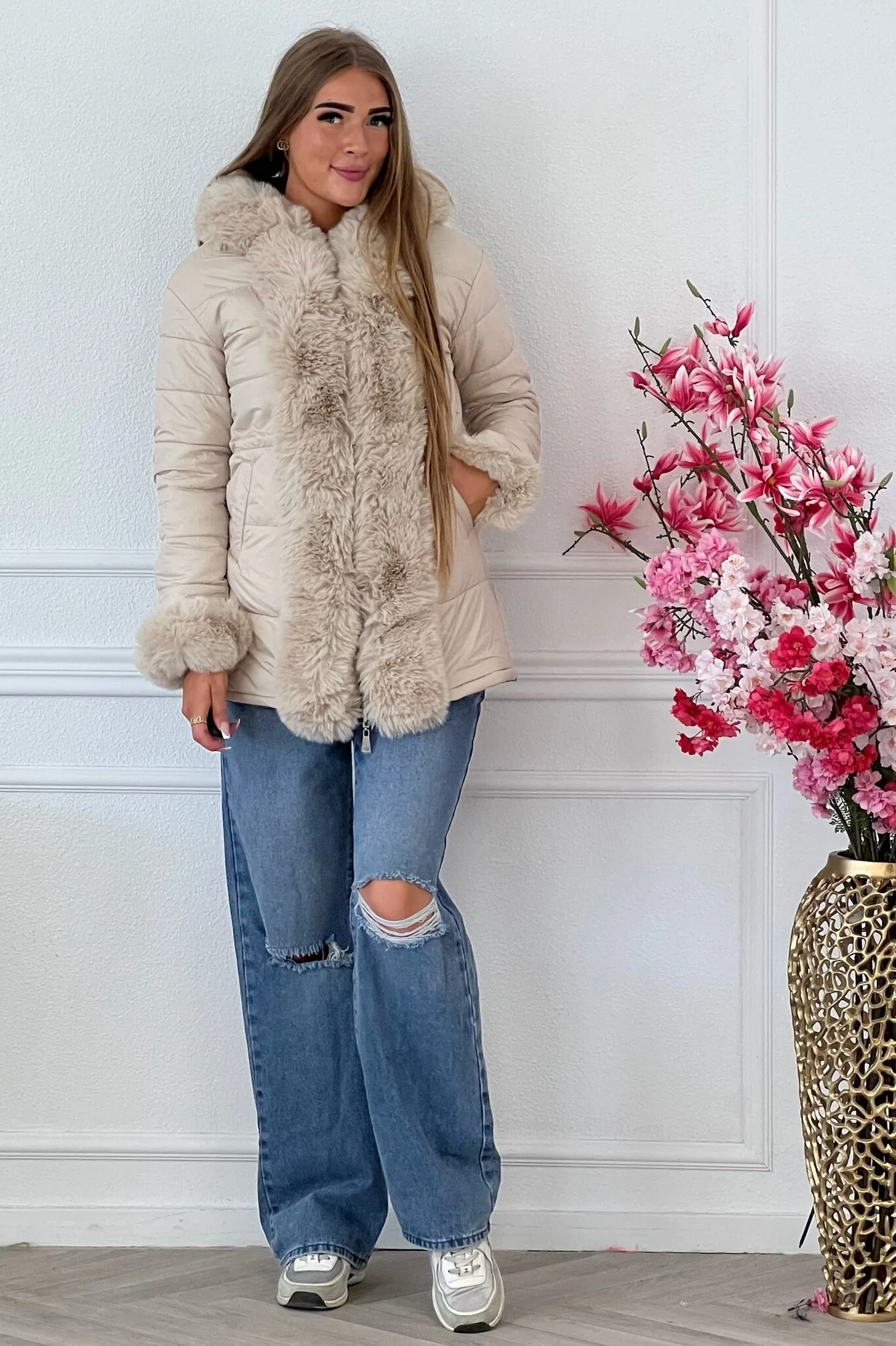 Reversible Winter Coat - Blue/Beige - Image 7