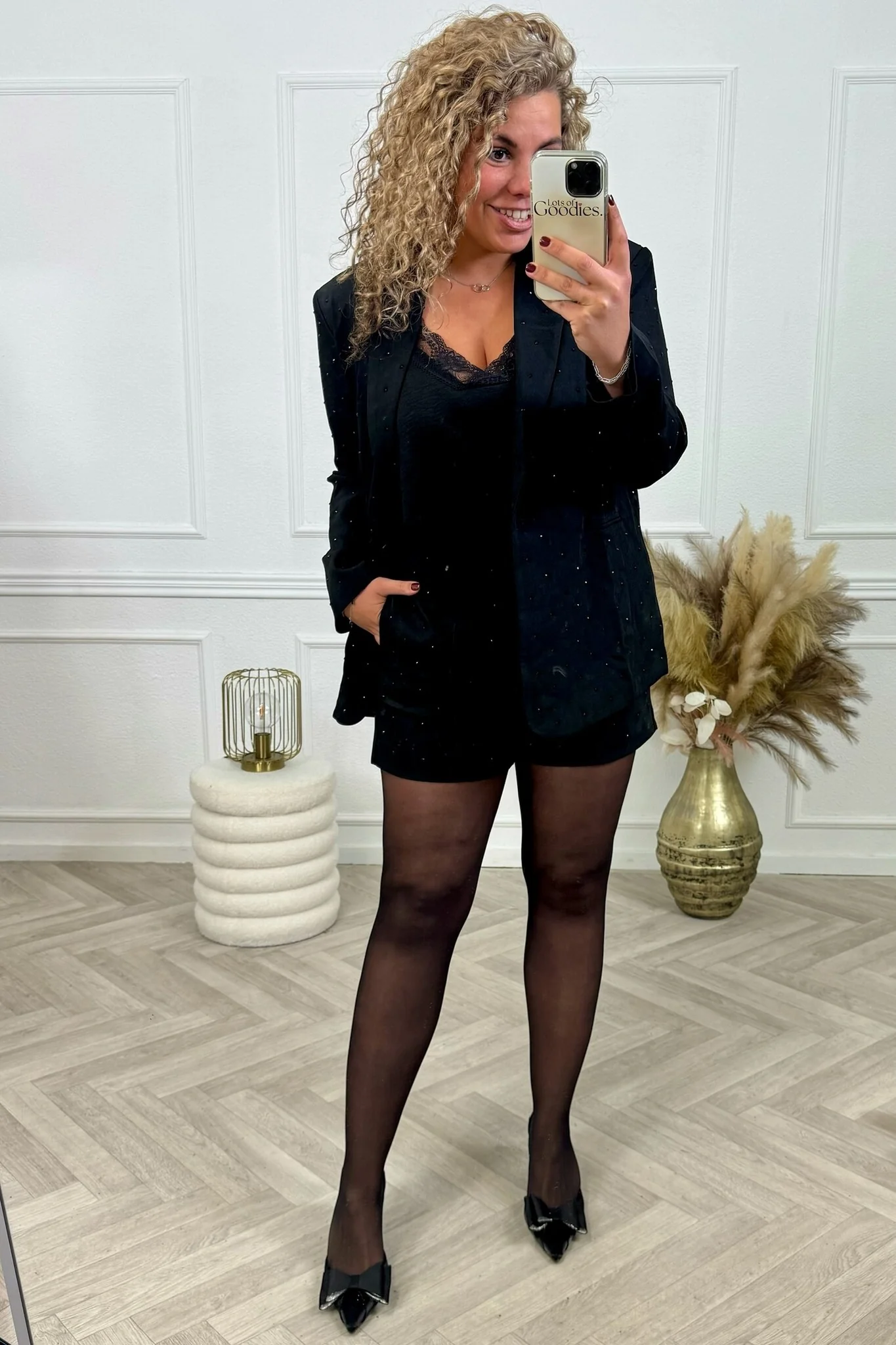 Studded Strass Blazer - Black - Image 3